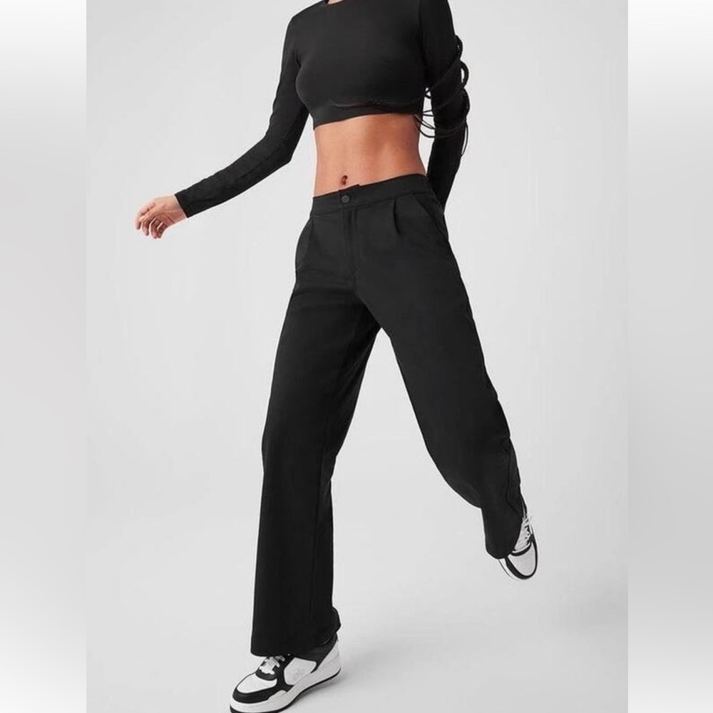 Alo Yoga Road Trip Pant, Black, Wide-Leg Pants Size L - Picture 1 of 5